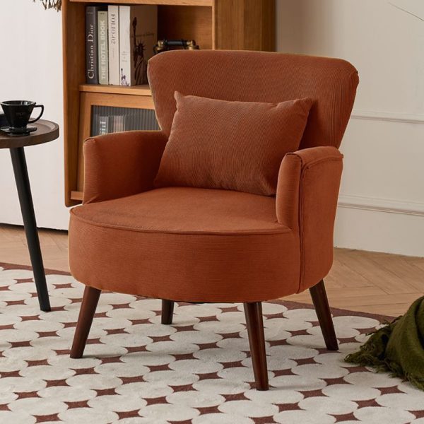 Modern Minimalist Square Trapezoidal Velvet Solid Wood Accent Chair Backrest Arm For Living Room - Image 3