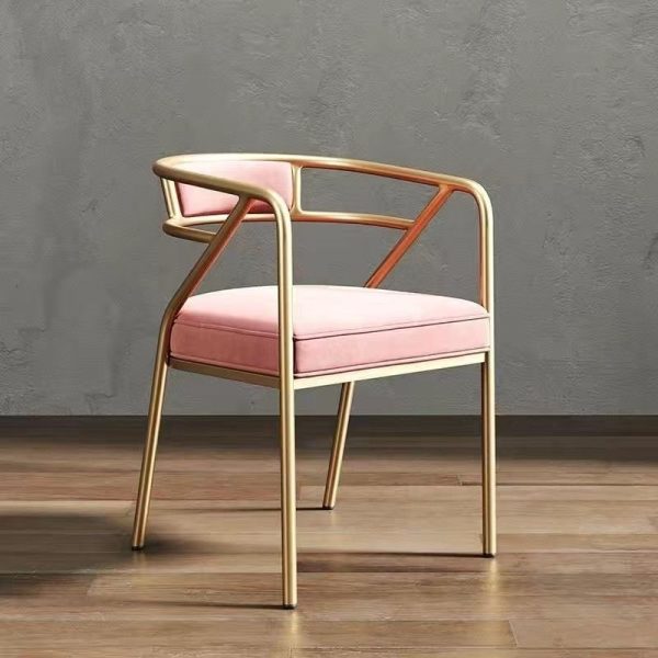 Contemporary Industrial Square Upholstered Suede Fabric Leather Iron Dining Chair Curved Backrest Armrest for Dining Room - Image 26