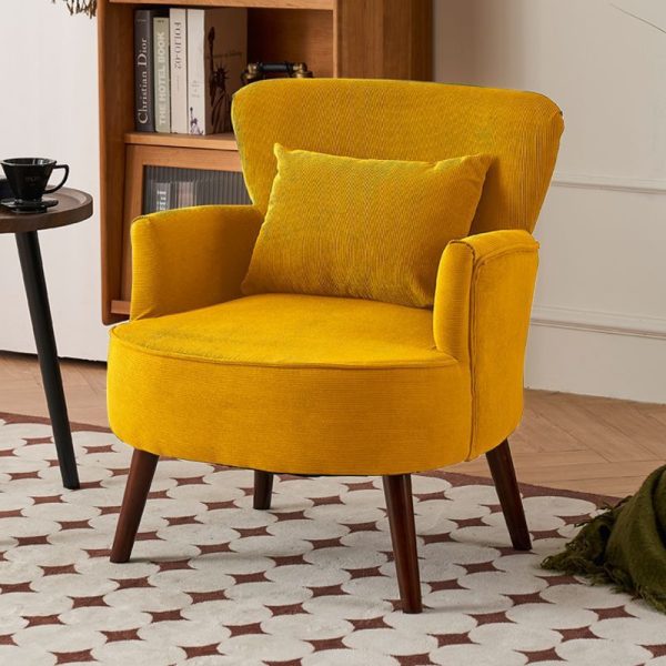 Modern Minimalist Square Trapezoidal Velvet Solid Wood Accent Chair Backrest Arm For Living Room - Image 9
