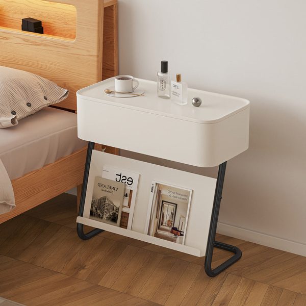 Modern Minimalist Rectangular Stainless Steel Carbon Steel Nightstand 1-Cabinet Swivel For Bedside - Image 18