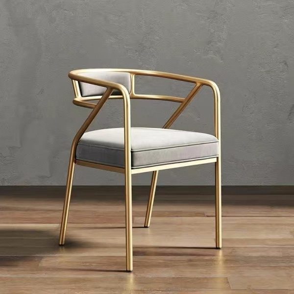 Contemporary Industrial Square Upholstered Suede Fabric Leather Iron Dining Chair Curved Backrest Armrest for Dining Room - Image 28