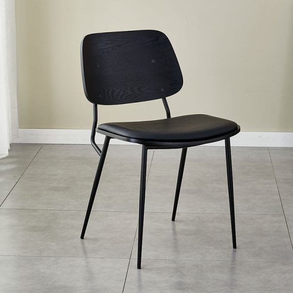 Contemporary Scandinavian Square Leather Metal Dining Chair Backrest Armless For Dining Room - Image 36
