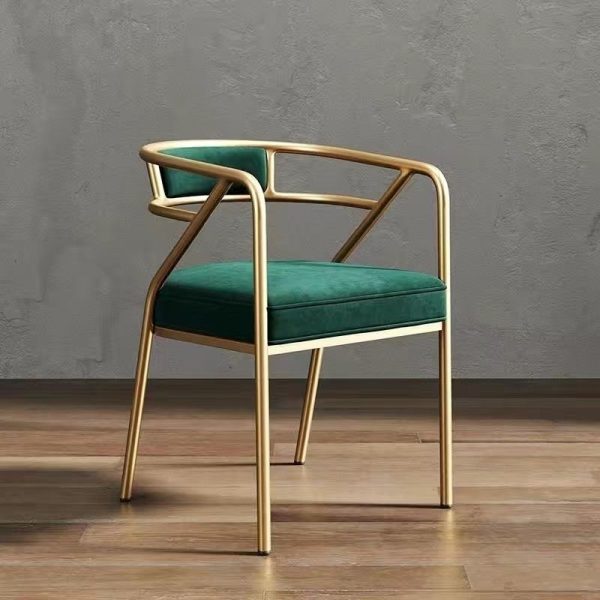 Contemporary Industrial Square Upholstered Suede Fabric Leather Iron Dining Chair Curved Backrest Armrest for Dining Room - Image 30