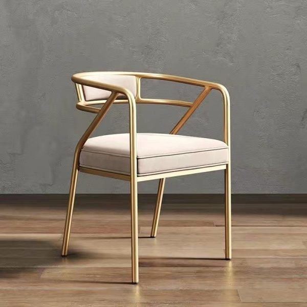 Contemporary Industrial Square Upholstered Suede Fabric Leather Iron Dining Chair Curved Backrest Armrest for Dining Room - Image 31