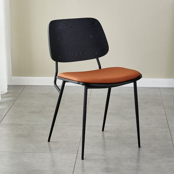 Contemporary Scandinavian Square Leather Metal Dining Chair Backrest Armless For Dining Room - Image 32