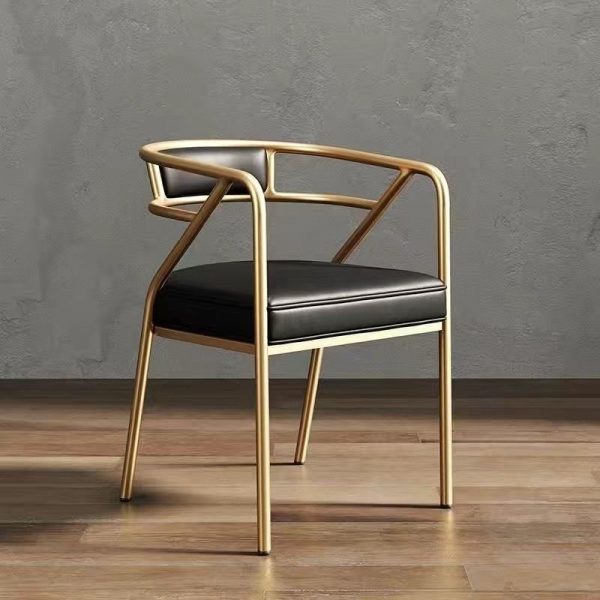 Contemporary Industrial Square Upholstered Suede Fabric Leather Iron Dining Chair Curved Backrest Armrest for Dining Room - Image 32