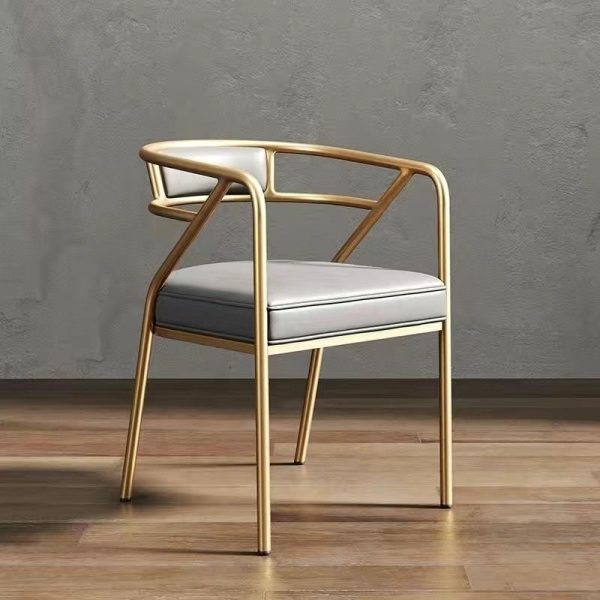 Contemporary Industrial Square Upholstered Suede Fabric Leather Iron Dining Chair Curved Backrest Armrest for Dining Room - Image 33