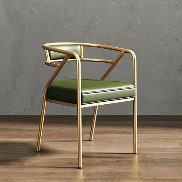 Contemporary Industrial Square Upholstered Suede Fabric Leather Iron Dining Chair Curved Backrest Armrest for Dining Room - Image 34