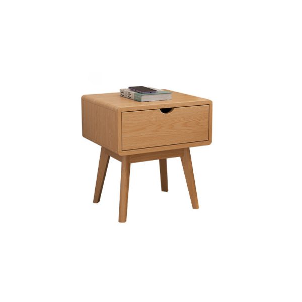 Modern Simplicity Square Cubic Rectangular Rubber Wood Nightstand 1/2 Drawer For Bedside - Image 29