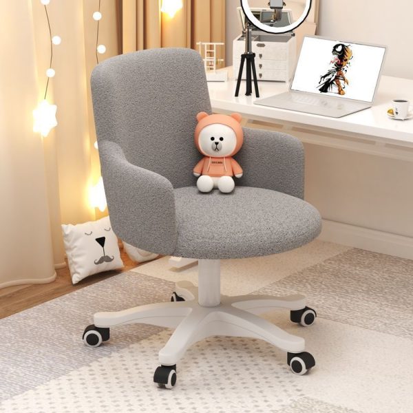 Modern Minimalist Fabric Velvet Carbon Steel Sponge Round Rotatable Desk Chair Backrest Armrest For Home Office - Image 2