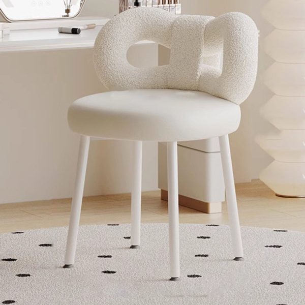 Modern Art Deco Butterfly Knot Round Leather Iron Vanity Stool Backrest Armless For Bedroom - Image 11