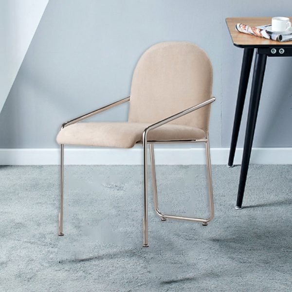 Contemporary Nordic Square Velvet Stainless Steel Chair Backrest Armrest For Living Room - Image 8