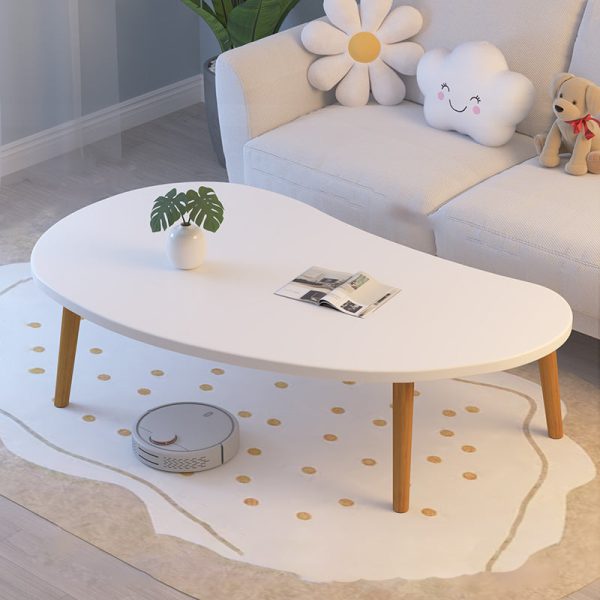 Modern Minimalist Curved Oval Density Board Wood End Table 1-Tier For Living Room - Image 12