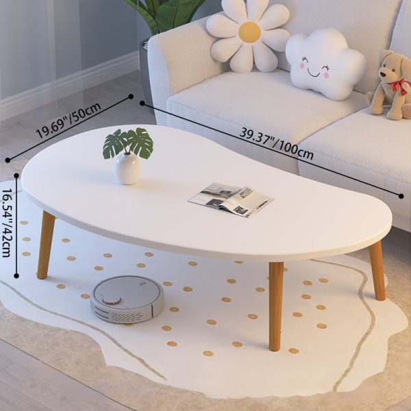 Modern Minimalist Curved Oval Density Board Wood End Table 1-Tier For Living Room - Image 5