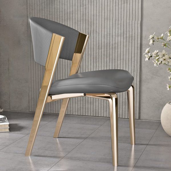 Modern Luxury Square Leather Stainless Steel Foam Dining Chair Four Legs Backrest For Dining Room - Image 12