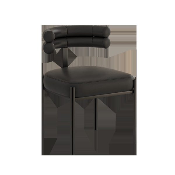 Contemporary Creative Half Arc Square Leather Metal Dining Chair Backrest Armless For Dining Room - Image 13