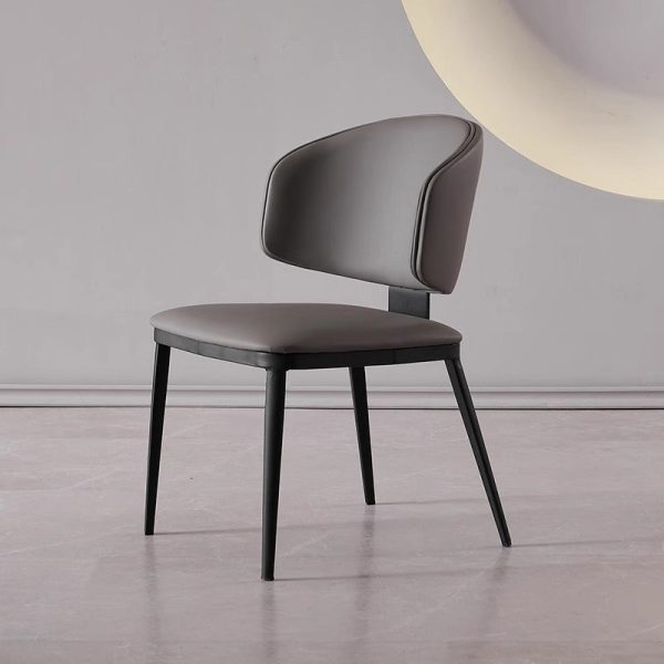 Modern Minimalist Square Cushion Microfiber Leather Carbon Steel Dining Chair Backrest For Dining Room - Image 2