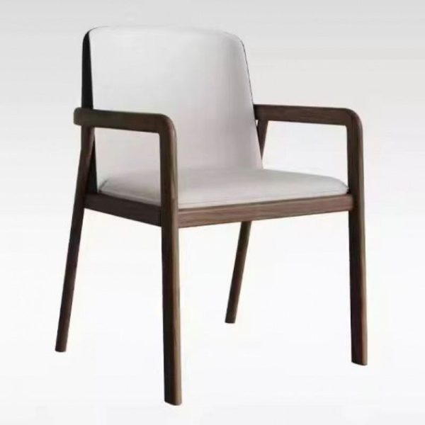 Traditional Chinese Square Ash Wood High Resilience Sponge PU Leather Dining Chair Backrest Armrest For Dining Room - Image 16
