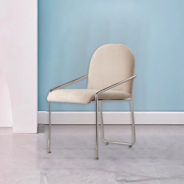 Contemporary Nordic Square Velvet Stainless Steel Chair Backrest Armrest For Living Room - Image 10