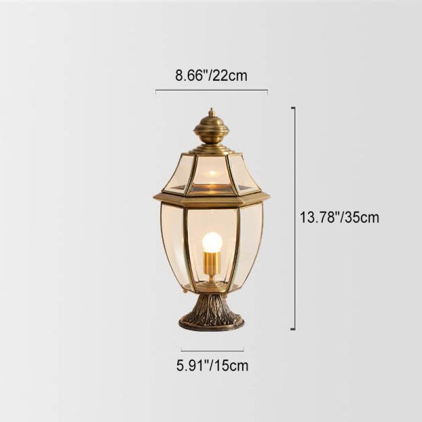 European Luxury All Copper Clear Glass Lantern Post 1/3 Light Waterproof Patio Landscape Light - Image 8