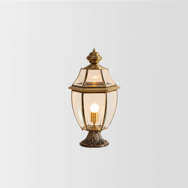 European Luxury All Copper Clear Glass Lantern Post 1/3 Light Waterproof Patio Landscape Light - Image 14