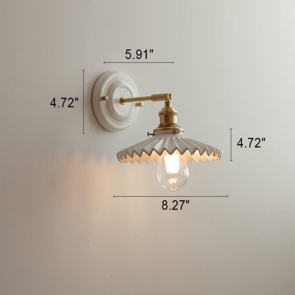 Vintage Japanese Ceramic Brass 1-Light Wall Sconce Lamp - Image 18