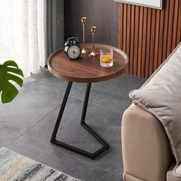 Modern Simplicity Round MDF Iron End Table Movable For Living Room - Image 11