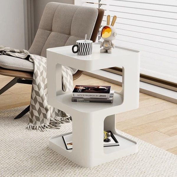 Contemporary Nordic Square Rectangular Iron End Table 3-Tier For Living Room - Image 2