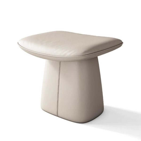 Modern Minimalist Square Microfiber Leather Solid Wood Vanity Stool Backless Armless For Bedroom - Image 16