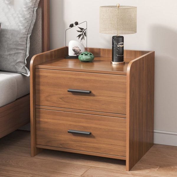 Traditional Chinese Rectangular Tabletop Density Board Nightstand 1/2-Drawer For Bedroom - Image 2