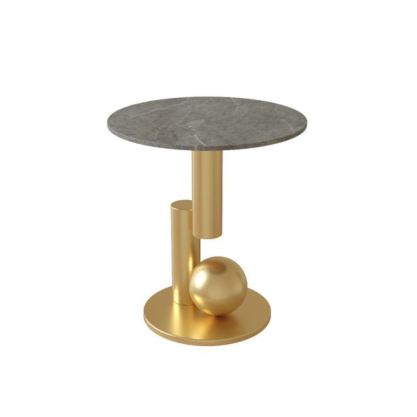 Contemporary Luxury Circular Rock Slabs Geometric Base End Table For Living Room - Image 14