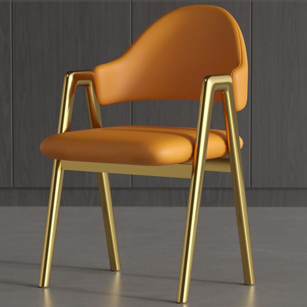 Contemporary Luxury Square Leather Upholstered Dining Chair Backrest Armrest For Dining Room - Image 2