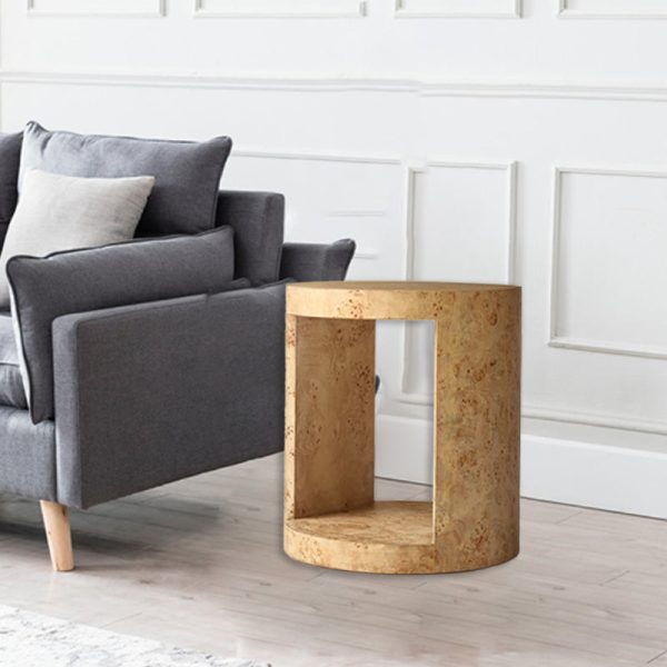 Traditional Rustic Round Wood End Table 2-Tier For Living Room - Image 6
