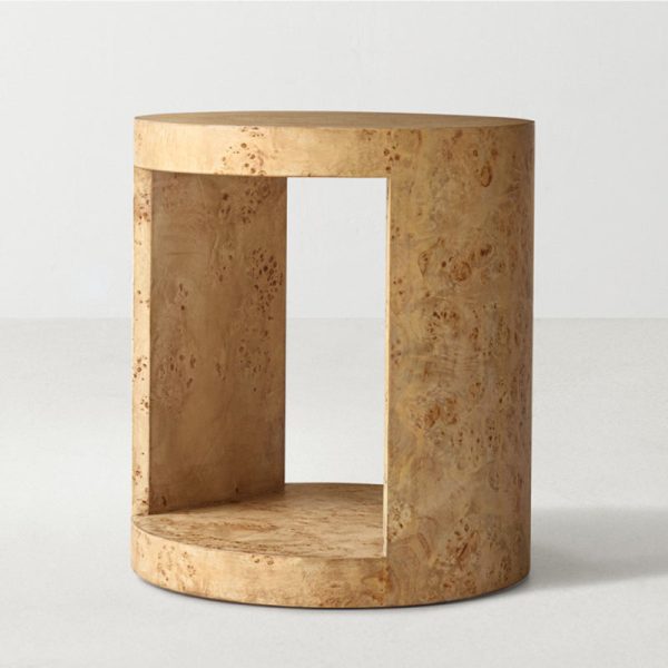 Traditional Rustic Round Wood End Table 2-Tier For Living Room - Image 7