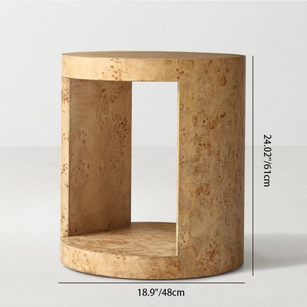 Traditional Rustic Round Wood End Table 2-Tier For Living Room - Image 4