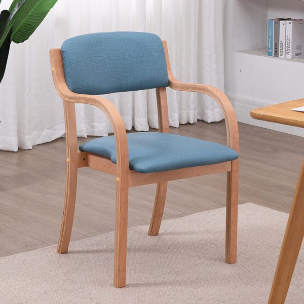 Modern Simplicity Fabric Wood Sponge Square Curved Dining Chair Backrest Armrest For Dining Room - Image 3