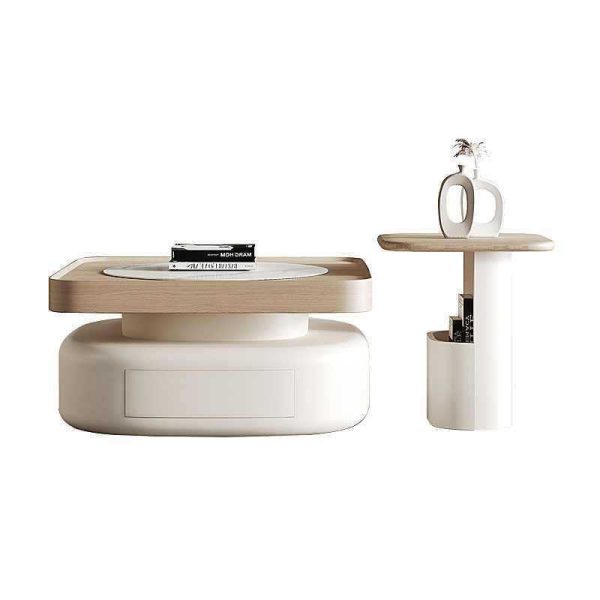 Modern Luxury Square Oval Rock Panel Stainless Steel End Table 1-Tier For Living Room - Image 13