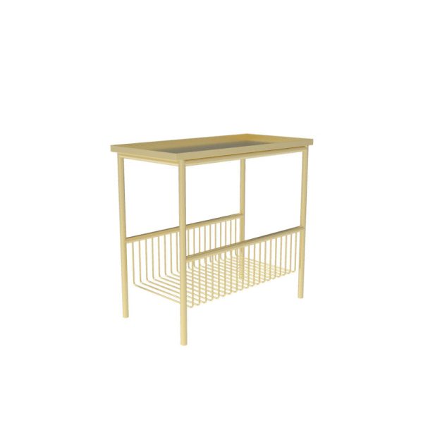 Contemporary Scandinavian Rectangle Iron Top End Table 2-Tier Storage Shelves For Living Room - Image 8