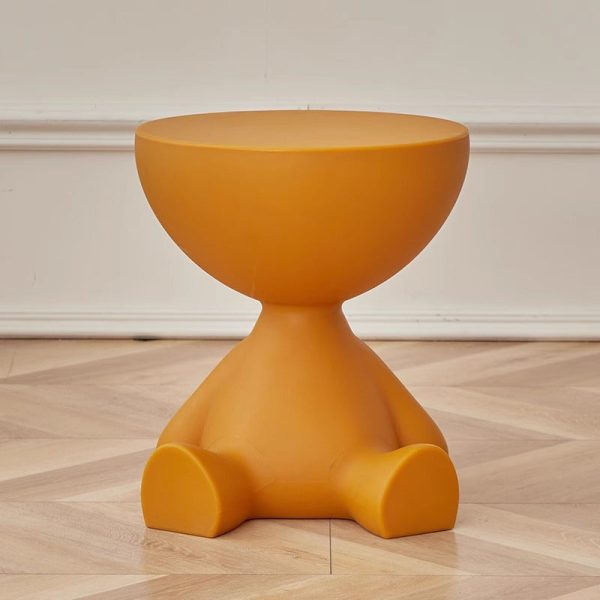 Contemporary Scandinavian Round PE Cartoon Bear Base End Table For Living Room - Image 2