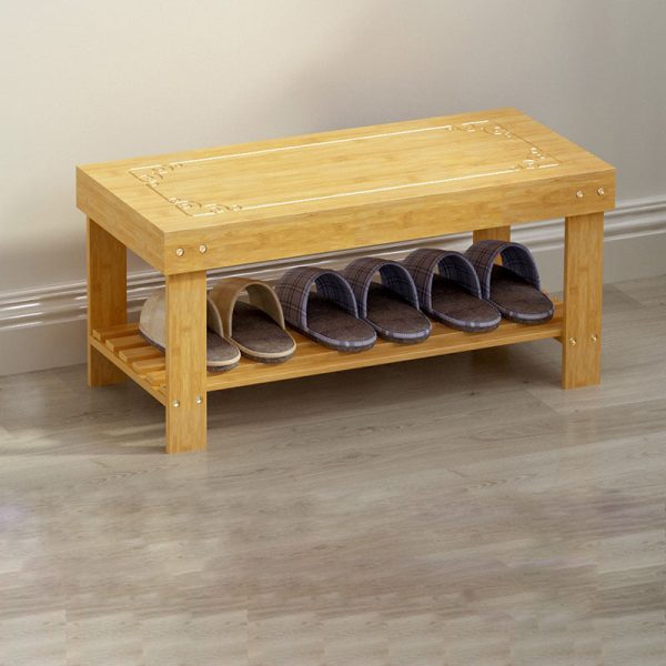 Traditional Chinese Rectangle Heather Bamboo Shoe Storage 1-Shelf For Entryways - Image 2