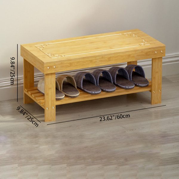 Traditional Chinese Rectangle Heather Bamboo Shoe Storage 1-Shelf For Entryways - Image 5