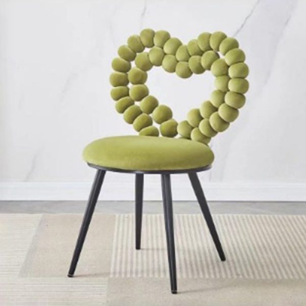 Contemporary Scandinavian Velvet Sponge Metal Heart Ball Round Vanity Stool Backrest For Bedroom - Image 12