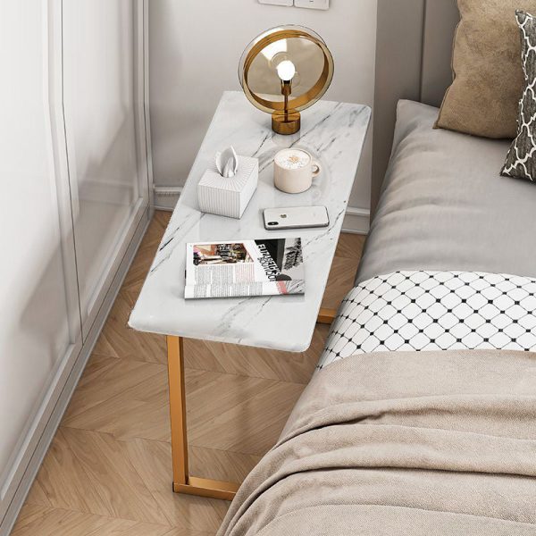 Contemporary Scandinavian Rectangular Tabletop Stainless Steel Plate Side Table 4-Leg For Living Room - Image 2