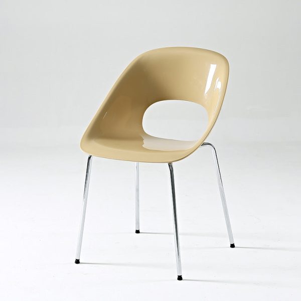 Contemporary Creative Square Hollow Out Backrest PP Metal Dining Chair For Dining Room - Image 15