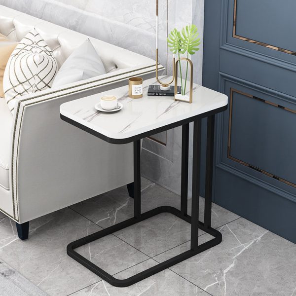 Modern Minimalist Square Metal Artificial Panel End Table For Living Room - Image 2