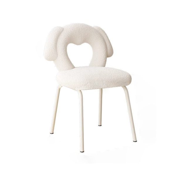 Modern Art Deco Hollow Dog Square Lambswool Wood Metal Vanity Stool Backrest Armless For Bedroom - Image 8