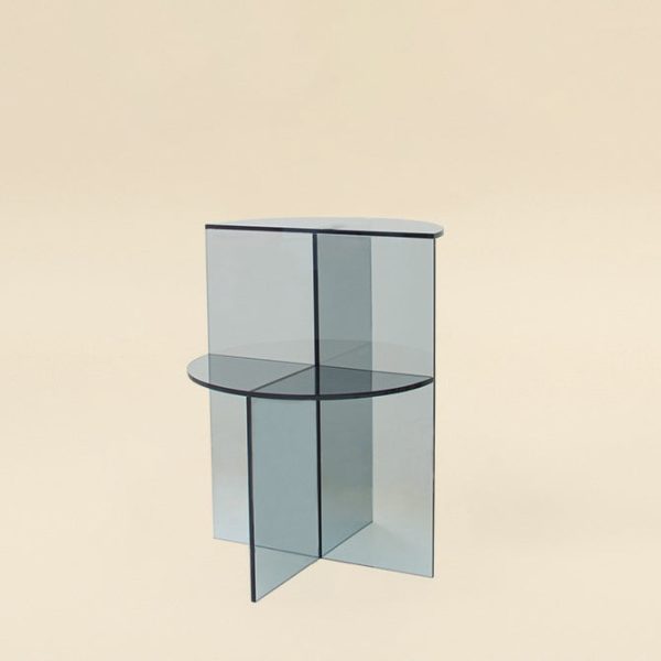 Contemporary Scandinavian Acrylic Semicircle End Table 2-Tier For Living Room - Image 17