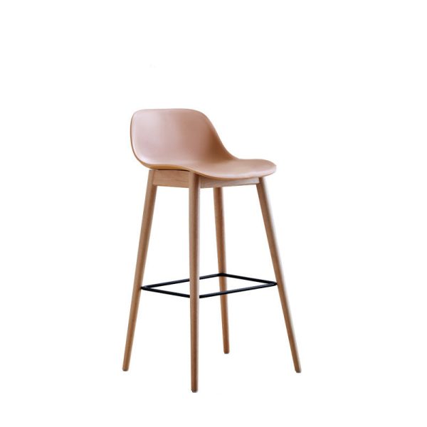 Contemporary Nordic Square Wood Metal PP Bar Stool Backrest Footrest For Dining Room - Image 16
