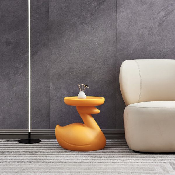 Contemporary Creative Plastic Tray Top Swan Shape Base End Table For Living Room - Image 4