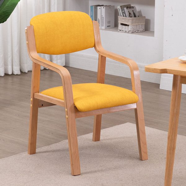 Modern Simplicity Fabric Wood Sponge Square Dining Chair Backrest Armrest For Dining Room - Image 3